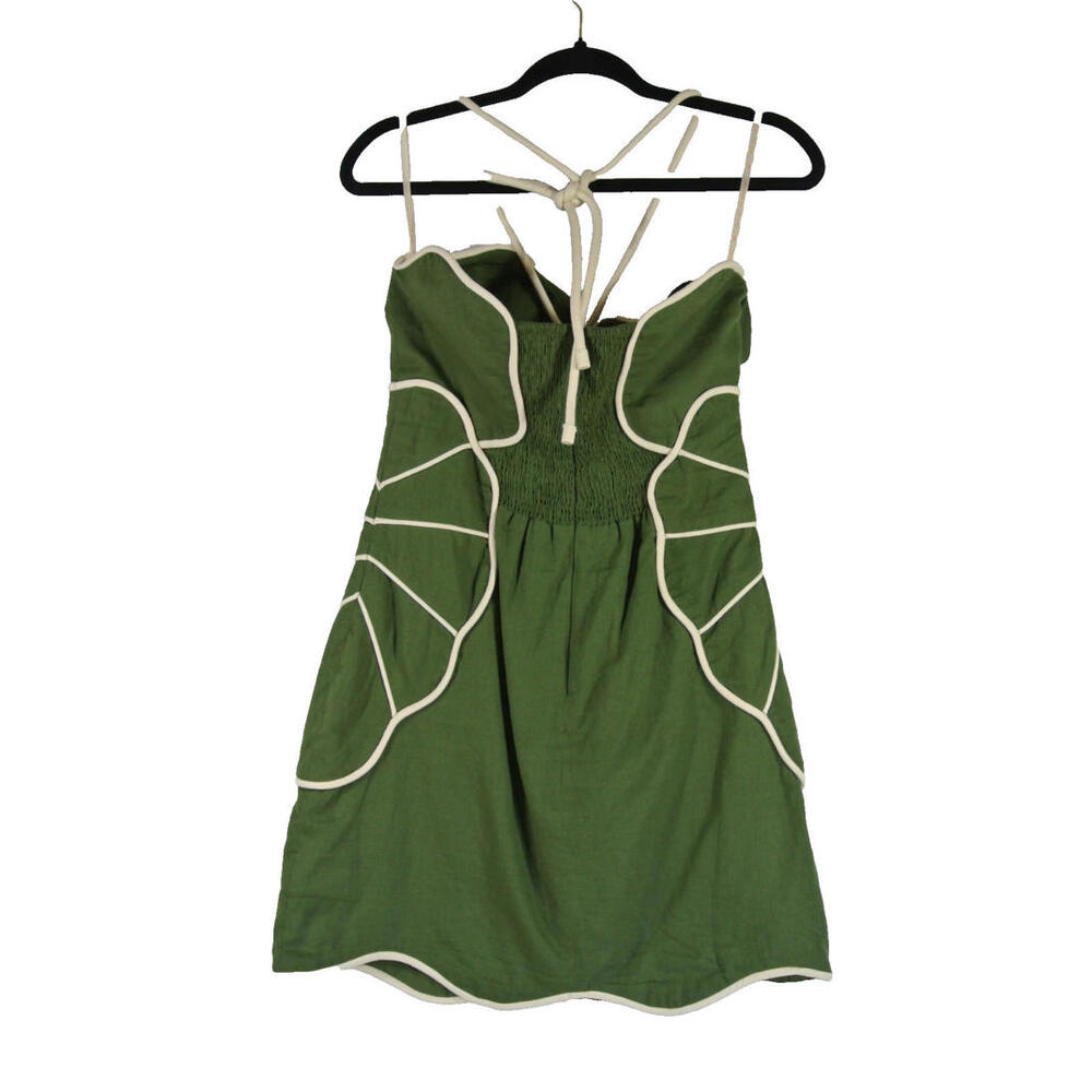 NEW, Farm Rio Asymmetric Neck Mini Dress in Green Sz L #MD1390 - Picture 7 of 10